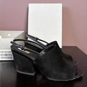 Max Mara Black Suede Slingback Sz 8.5
